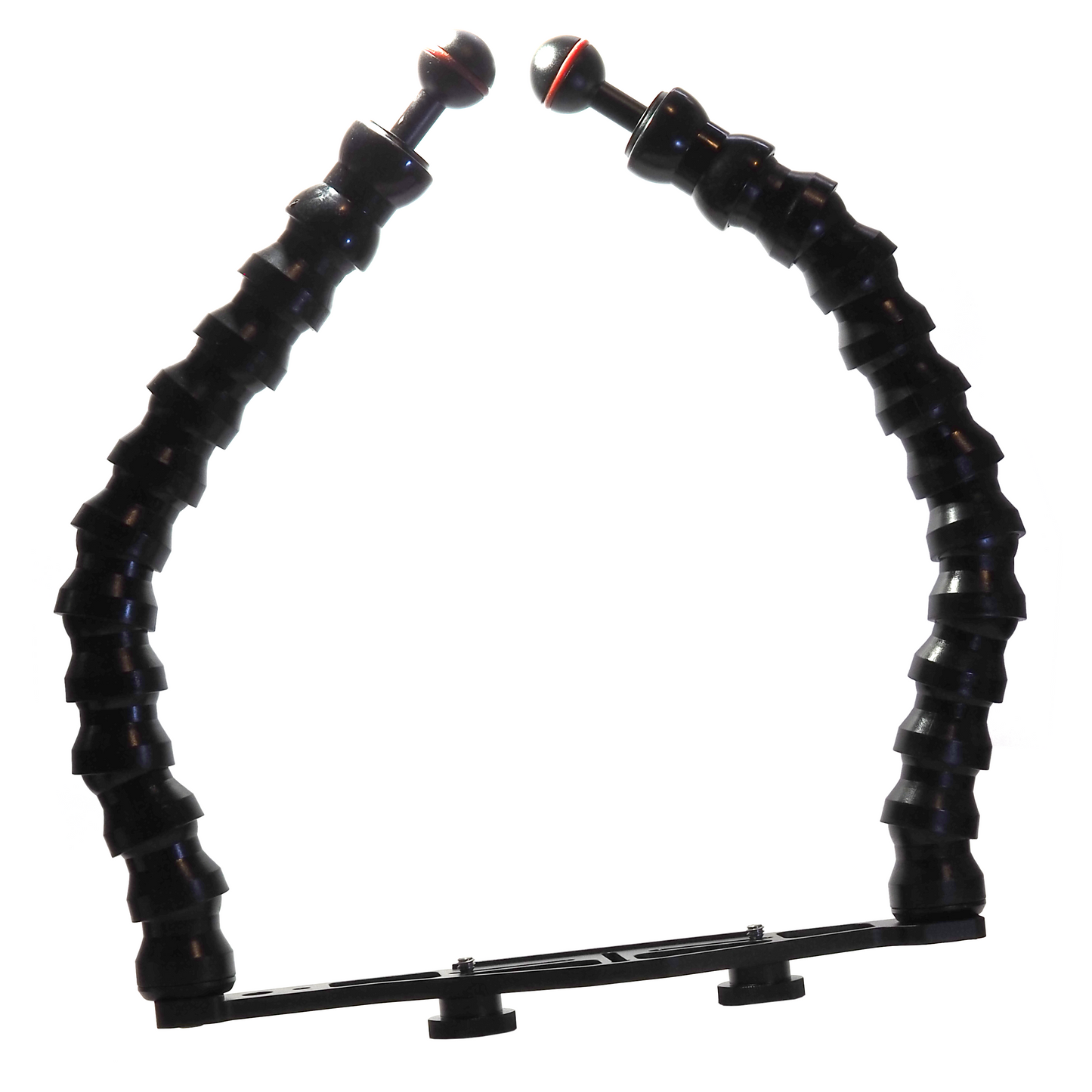 Dual 3/4" flex arm tray with 1" ball mounts