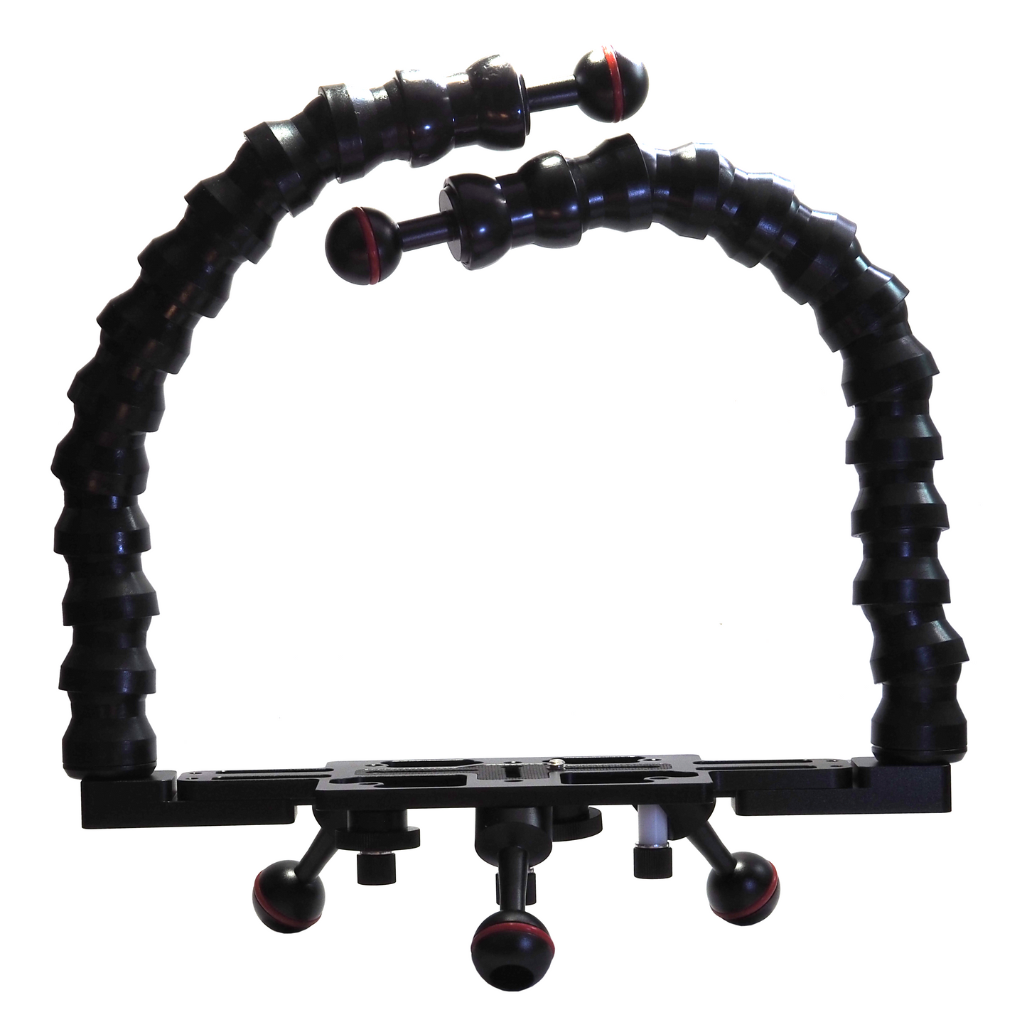 Tripod tray with 1" ball legs and two flex arms