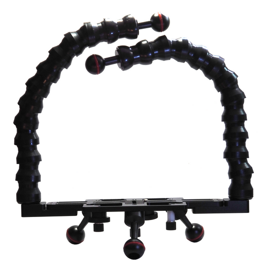 Tripod tray with 1" ball legs and two flex arms