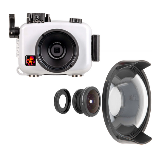 Ikelite TG-7 housing, OM System FCON-02 wideangle lens, adapter and Ikelite dome